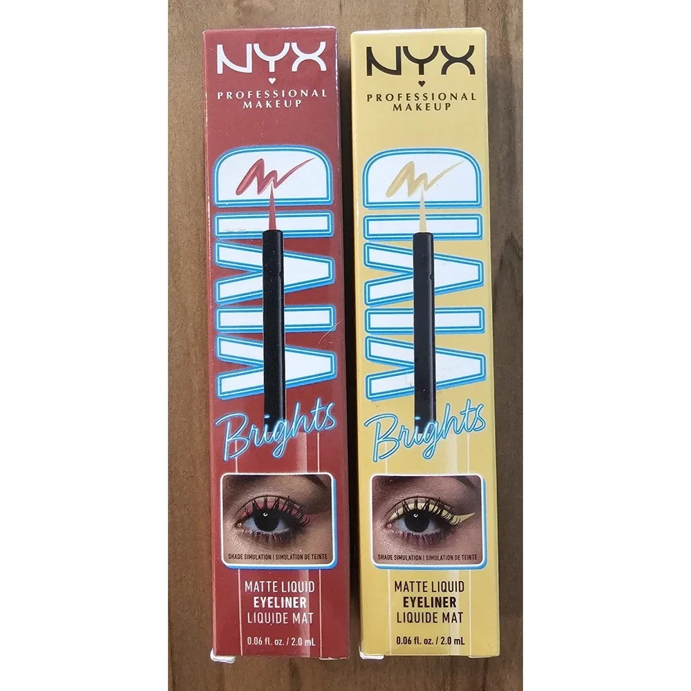 NYX Vivid Brights Matte Liquid Eyeliner - On Red, Had Me At Yellow - Lot‎ Of 2